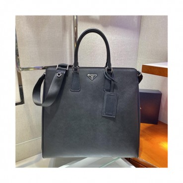 [프라다] Prada 2021 Men's Leather Satchel bag/Tote Shoulder Bag,40cm - 프라다 2021 남성용 레더 서류가방/토트 숄더백,40cm,PRAB0318,블랙