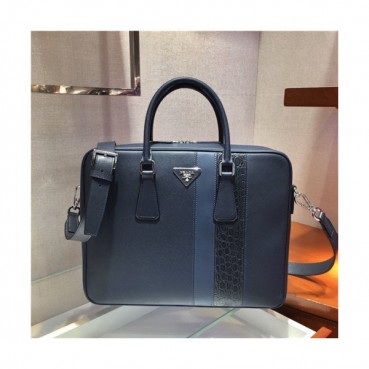[프라다] Prada 2020 Men's Leather Satchel Bag,36cm - 프라다 2020 남서용 레더 서류가방,36cm,PRAB0219,네이비