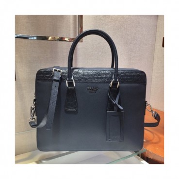 [프라다] Prada 2020 Men's Leather Satchel Bag,36cm - 프라다 2020 남서용 레더 서류가방,36cm,PRAB0218,네이비