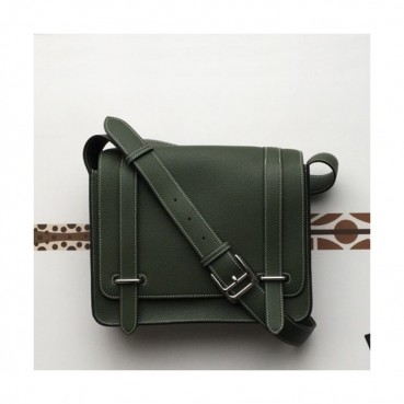 Hermes 2019 Steve Togo Leather Messenger Shoulder Bag ,28cm - 에르메스 2019 스티브 토고 레더 남여공용 메신저 숄더백 HERB0750,28cm,올리브