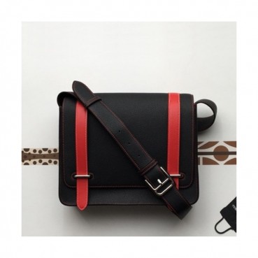 Hermes 2019 Steve Togo Leather Messenger Shoulder Bag ,28cm - 에르메스 2019 스티브 토고 레더 남여공용 메신저 숄더백 HERB0747,28cm,블랙