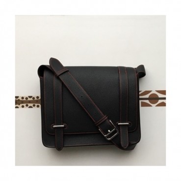 Hermes 2019 Steve Togo Leather Messenger Shoulder Bag ,28cm - 에르메스 2019 스티브 토고 레더 남여공용 메신저 숄더백 HERB0745,28cm,블랙
