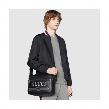 Gucci Print Messenger Shoulder Bag,33.5CM - 구찌 프린트 남여공용 메신저 숄더백 523589,GUB0470,33.5CM,블랙