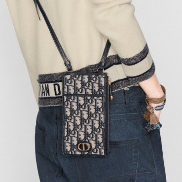 디올 여성 네이비 몽테뉴 폰백 - Dior Womens Navy Phone Bag 
