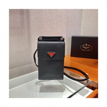 [프라다]Prada 2021 Men's Leather Phone Bag,11cmPRAB0450 - 프라다 2021 남성용 레더 폰백,11cm,블랙