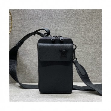 [루이비통]Louis Vuitton 2021 Men's Leather Phone Bag,11cm - 루이비통 2021 남성용 레더 폰백,11cm,LOUB2296,블랙
