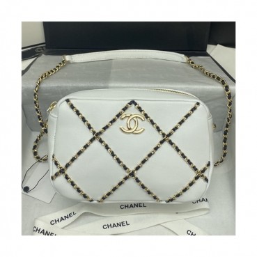 [샤넬]Chanel 2021 Women's Leather Camera Bag/Shoulder Bag,21cm - 샤넬 2021 여성용 레더 카메라백/숄더백,21cm,CHAB1626,화이트