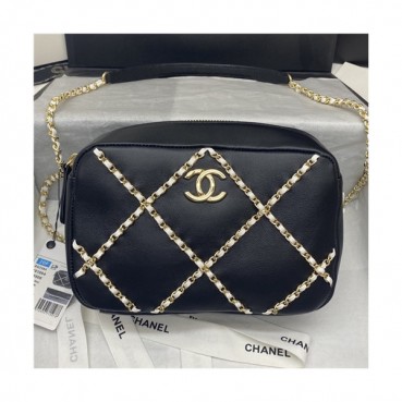 [샤넬]Chanel 2021 Women's Leather Camera Bag/Shoulder Bag,21cm - 샤넬 2021 여성용 레더 카메라백/숄더백,21cm,CHAB1625,블랙