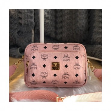 MCM 2019 Visetos Camera Shoulder Cross Bag,22cm - 엠씨엠 2019 여성용 비세토스 카메라 숄더 크로스백 MCMB0413, 22cm,핑크