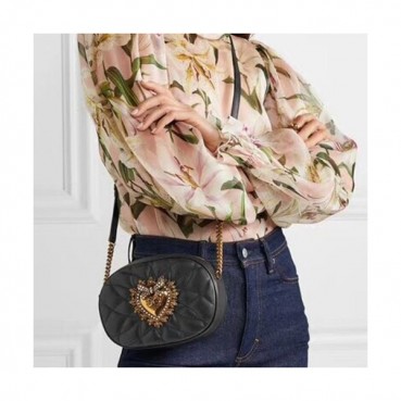 Dolce&Gabbana 2019 Leather Camera Chain Shoulder Bag ,18.5CM - 돌체 앤 가바나 2019 여성용 레더 카메라 체인 숄더백 DGB0251,18.5cm,블랙