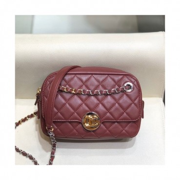 Chanel 2019 Women Camera Chain Shoulder Cross Bag,19cm - 샤넬 2019 여성용 카메라 체인 숄더 크로스백 CHAB1292, 19cm,와인