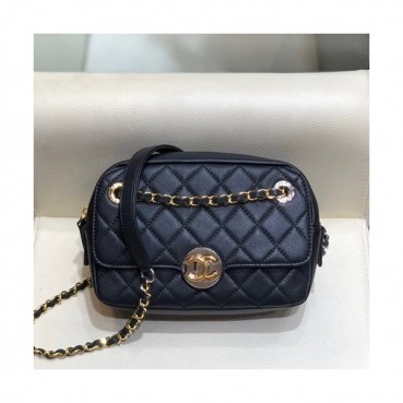 Chanel 2019 Women Camera Chain Shoulder Cross Bag,19cm - 샤넬 2019 여성용 카메라 체인 숄더 크로스백 CHAB1291, 19cm,블랙