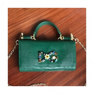 Dolce&Gabbana 2019 Leather Phone Bag / Tote Shoulder Cross Bag ,19CM - 돌체 앤 가바나 2019 레더 여성용 폰백 / 토트 숄더 크로스백 DGB0041,19cm,그린