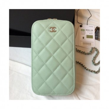 Chanel 2019 Women Phone Bag,17CM - 샤넬 2019 여성용 휴대폰 백, CHAB1076,17CM,라이트그린