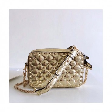 [러블리❤]Valentino 2019 Leather Ruckstud Spike Camera Small Shoudler Bag,18.5CM - 발렌티노 2019 여성용 레더 락스터드 스파이크 카메라 스몰 숄더백 ,VTB0309,18.5CM,옐로우골드