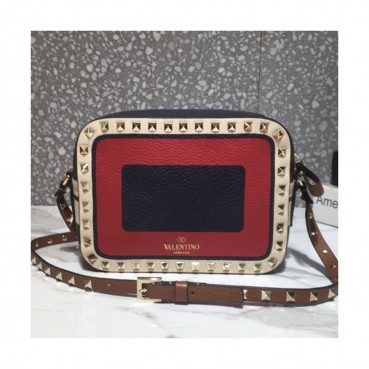 Valentino 2019 Leather Camera Small Shoudler Bag,20CM - 발렌티노 2019 여성용 레더 카메라 스몰 숄더백 ,VTB0165,20CM,네이비+레드