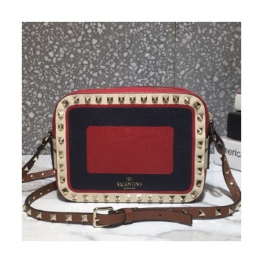 Valentino 2019 Leather Camera Small Shoudler Bag,20CM - 발렌티노 2019 여성용 레더 카메라 스몰 숄더백 ,VTB0164,20CM,레드+네이비