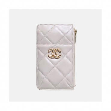 Chanel 2020 Ladies Wallet / Coin Purse / Card Purse / Phone Case - 샤넬 2020 여성용 레더 장지갑  / 동전지갑 / 카드지갑 / 휴대폰 케이스,CHAW0086,화이트