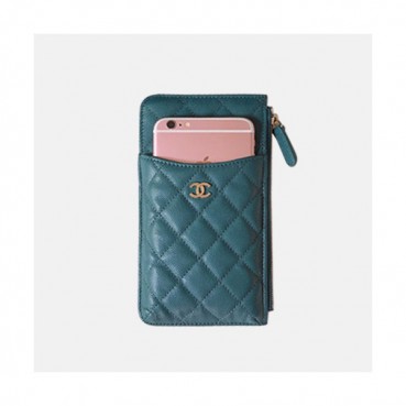 Chanel 2019 Ladies Wallet / Coin Purse / Card Purse / Phone Case - 샤넬 2019 여성용 레더 장지갑  / 동전지갑 / 카드지갑 / 휴대폰 케이스,CHAW0009,19.5cm.블루그린(금장)
