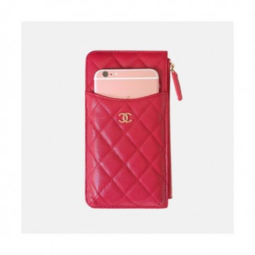 Chanel 2019 Ladies Wallet / Coin Purse / Card Purse / Phone Case - 샤넬 2019 여성용 레더 장지갑 / 동전지갑 / 카드지갑 / 휴대폰 케이스,CHAW0008,19.5cm.레드(금장)