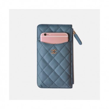 Chanel 2019 Ladies Wallet / Coin Purse / Card Purse / Phone Case - 샤넬 2019 여성용 레더 장지갑 / 동전지갑 / 카드지갑 / 휴대폰 케이스,CHAW0007,19.5cm.연블루(금장)