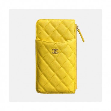 Chanel 2019 Ladies Wallet / Coin Purse / Card Purse / Phone Case - 샤넬 2019 여성용 레더 장지갑  / 동전지갑 / 카드지갑 / 휴대폰 케이스,CHAW0005,19.5cm.옐로우(금장)