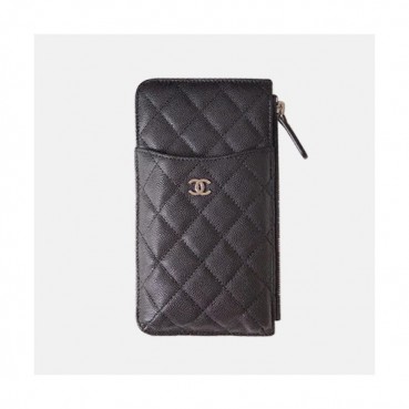 Chanel 2019 Ladies Wallet / Coin Purse / Card Purse / Phone Case - 샤넬 2019 여성용 레더 장지갑  / 동전지갑 / 카드지갑 / 휴대폰 케이스,CHAW0003,19.5cm.블랙(은장)