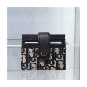 Dior 2021 Women's Canvas Card Purse,10cm,DIOW0033 - 디올 2021 여성용 캔버스 카드퍼스,10cm,블랙