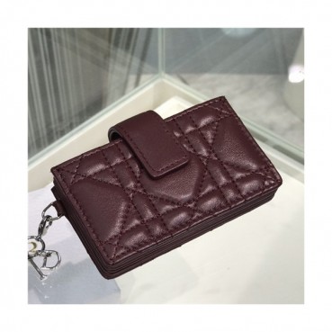 Dior 2021 Women's Leather Card Purse,10.5cm,DIOW0030 - 디올 2021 여성용 레더 카드퍼스,10.5cm,와인