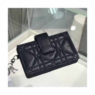 Dior 2021 Women's Leather Card Purse,10.5cm,DIOW0029 - 디올 2021 여성용 레더 카드퍼스,10.5cm,블랙