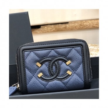 Chanel 2021 Women's Leather Coin purse/Card purse,11cm - 샤넬 2021 여성용 레더 코인퍼스/카드퍼스,11cm,CHAW0119,네이비