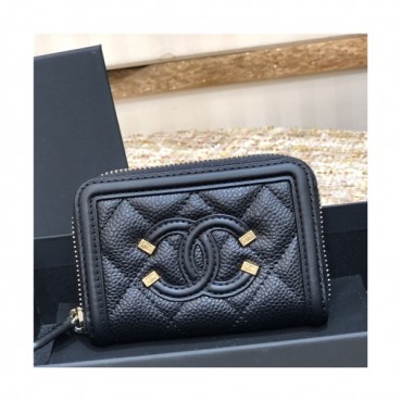 Chanel 2021 Women's Leather Coin purse/Card purse,11cm - 샤넬 2021 여성용 레더 코인퍼스/카드퍼스,11cm,CHAW0118,블랙