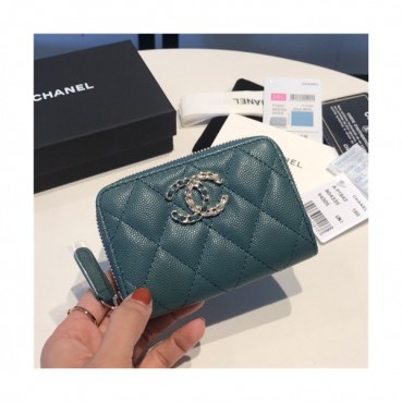 Chanel 2021 Women's Leather Coin purse/Card purse,11.5cm - 샤넬 2021 여성용 레더 코인퍼스/카드퍼스,11.5cm,CHAW0113,그린