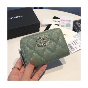 Chanel 2021 Women's Leather Coin purse/Card purse,11.5cm - 샤넬 2021 여성용 레더 코인퍼스/카드퍼스,11.5cm,CHAW0110,그린