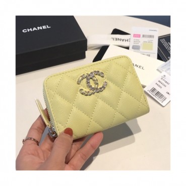 Chanel 2021 Women's Leather Coin purse/Card purse,11.5cm - 샤넬 2021 여성용 레더 코인퍼스/카드퍼스,11.5cm,CHAW0107,옐로우