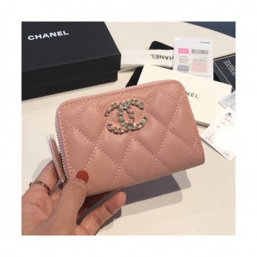 Chanel 2021 Women's Leather Coin purse/Card purse,11.5cm - 샤넬 2021 여성용 레더 코인퍼스/카드퍼스,11.5cm,CHAW0105,핑크