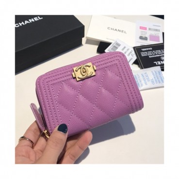 Chanel 2021 Women's Boy Coin purse/Card purse,11.5cm - 샤넬 2021 여성용 보이 코인퍼스/카드퍼스,11.5cm,CHAW0100,퍼플