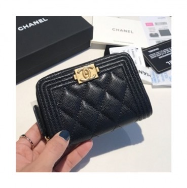 Chanel 2021 Women's Boy Coin purse/Card purse,11.5cm - 샤넬 2021 여성용 보이 코인퍼스/카드퍼스,11.5cm,CHAW0099,블랙