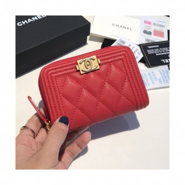 Chanel 2021 Women's Boy Coin purse/Card purse,11.5cm - 샤넬 2021 여성용 보이 코인퍼스/카드퍼스,11.5cm,CHAW0098,레드