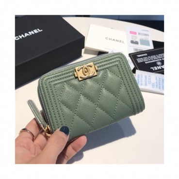 Chanel 2021 Women's Boy Coin purse/Card purse,11.5cm - 샤넬 2021 여성용 보이 코인퍼스/카드퍼스,11.5cm,CHAW0097,그린