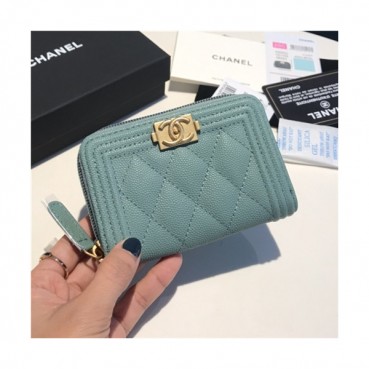 Chanel 2021 Women's Boy Coin purse/Card purse,11.5cm - 샤넬 2021 여성용 보이 코인퍼스/카드퍼스,11.5cm,CHAW0096,스카이블루
