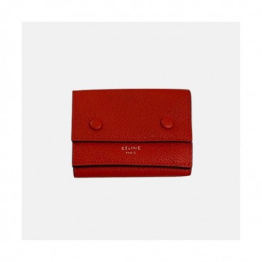 Celine 2020 Ladies Card Purse,9.7cm - 셀린느 2020 여성용 레더 카드 퍼스,CELW0036,9.7cm.레드