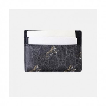 Gucci 2020 PVC & Leather Card Purse 523685 - 구찌 2020 남여공용 PVC & 레더 카드 퍼스 GUW0132.Size(10cm).블랙