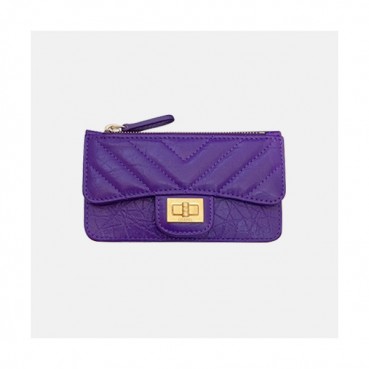 Chanel 2020 Ladies Wallet / Card Purse - 샤넬 2020 여성용 레더 중지갑  / 카드지갑 ,CHAW0080,13cm.퍼플(금장)