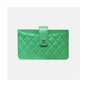 Chanel 2020 Ladies Wallet / Card Purse - 샤넬 2020 여성용 레더 장지갑 / 카드지갑 ,CHAW0075,19.5cm.그린