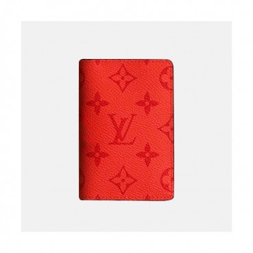 Louis Vuitton 2019 Monogram Canvas Card Purse M63145 - 루이비통 2019 모노그램 남여공용 캔버스 카드 퍼스,LOUW0360,Size(11cm),레드오렌지