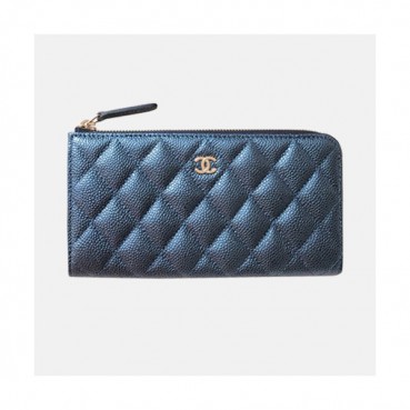 Chanel 2019 Ladies Wallet / Card Purse - 샤넬 2019 여성용 레더 장지갑 / 카드지갑 ,CHAW0037,19cm.블루