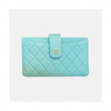 Chanel 2019 Ladies Wallet / Card Purse - 샤넬 2019 여성용 레더 장지갑 / 카드지갑 ,CHAW0034,18.5cm.스카이블루(금장)