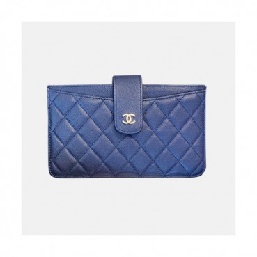 Chanel 2019 Ladies Wallet / Card Purse - 샤넬 2019 여성용 레더 장지갑 / 카드지갑 ,CHAW0033,18.5cm.블루(금장)