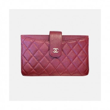 Chanel 2019 Ladies Wallet / Card Purse - 샤넬 2019 여성용 레더 장지갑 / 카드지갑 ,CHAW0032,18.5cm.레드(금장)